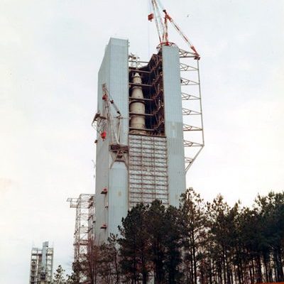 Saturn V Dynamic Test Stand is located at the George C. Marshall Space Flight Center in Huntsville, Alabama, It is also known as the Dynamic Structural Test Facility